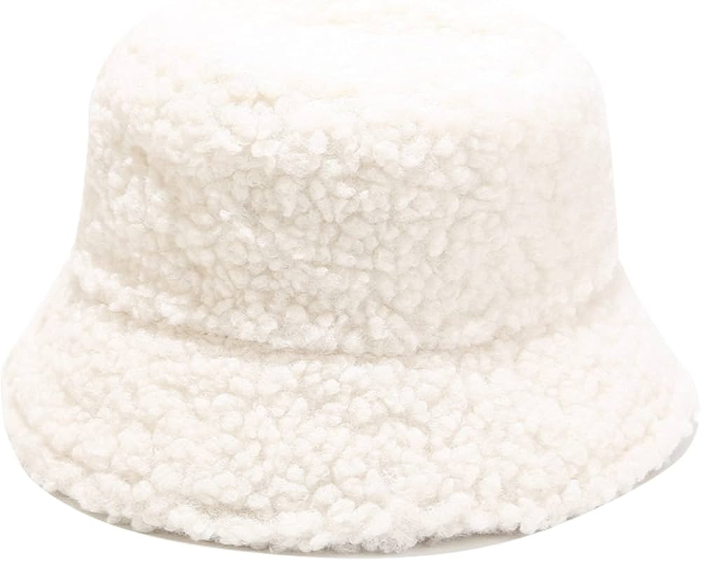 Winter Plush Fuzzy Bucket Hat Faux Fur Shearling Sherpa Fisherman Hats for Women | Amazon (US)