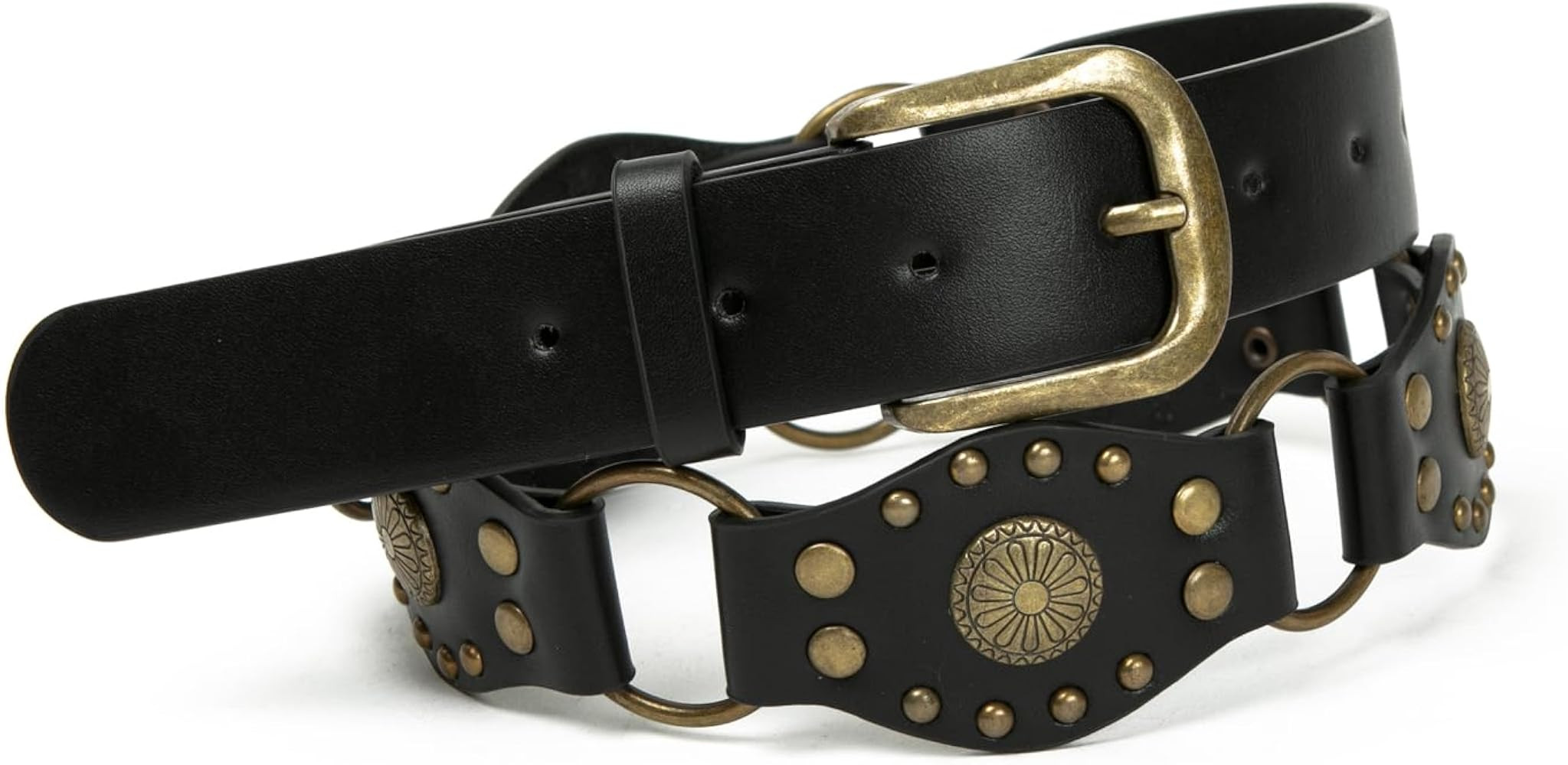 ILuvatar PU Rivet Belt Studded Belts Female Leather Rock Women Strap For Jeans Needle buckle COFF... | Amazon (US)