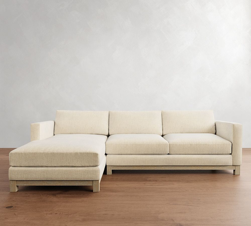 Jake Seadrift Wood Base Chaise Sectional (110"–120") | Pottery Barn (US)