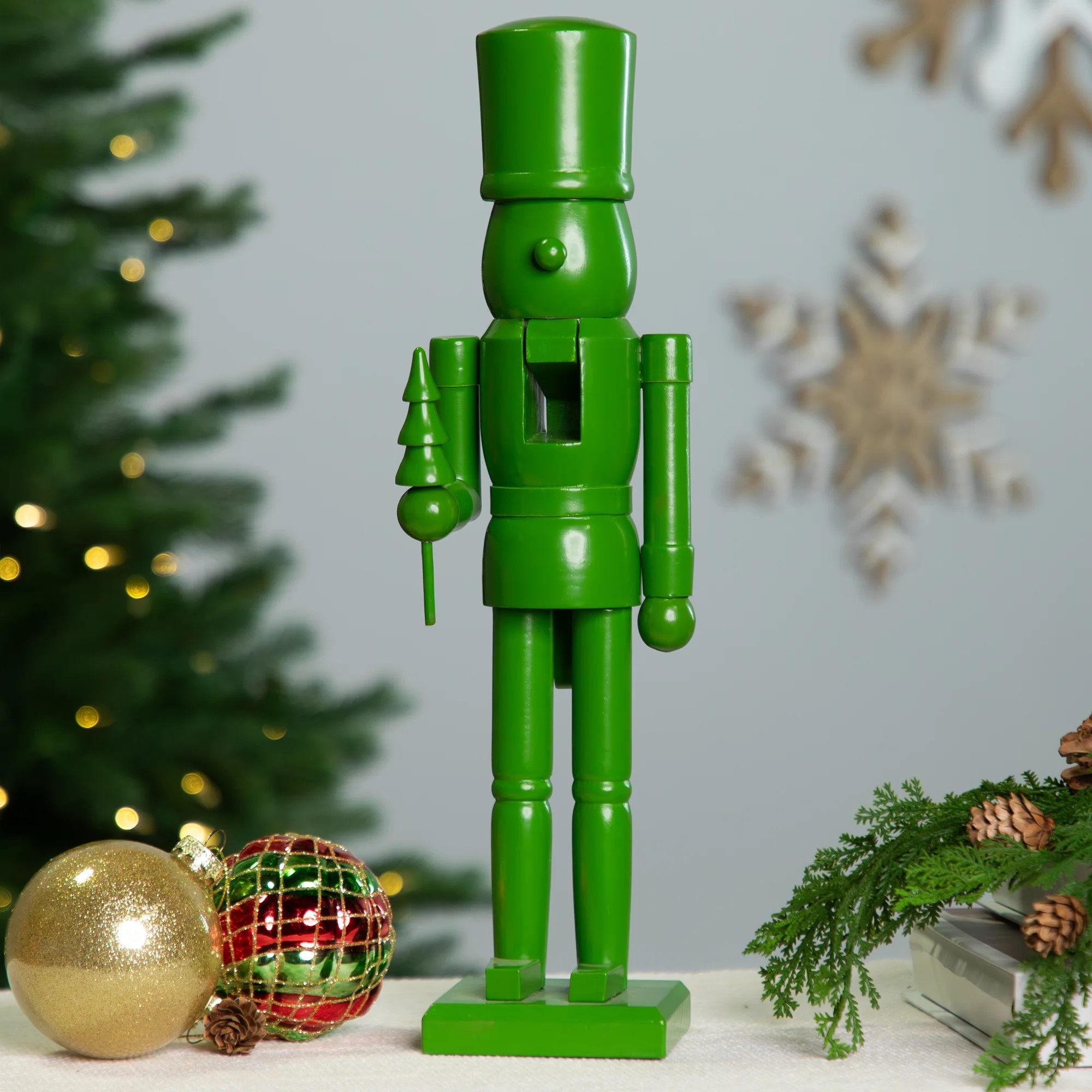 Northlight Nutcracker Soldier with Tree Christmas Figure - 15" - Green | Walmart (US)