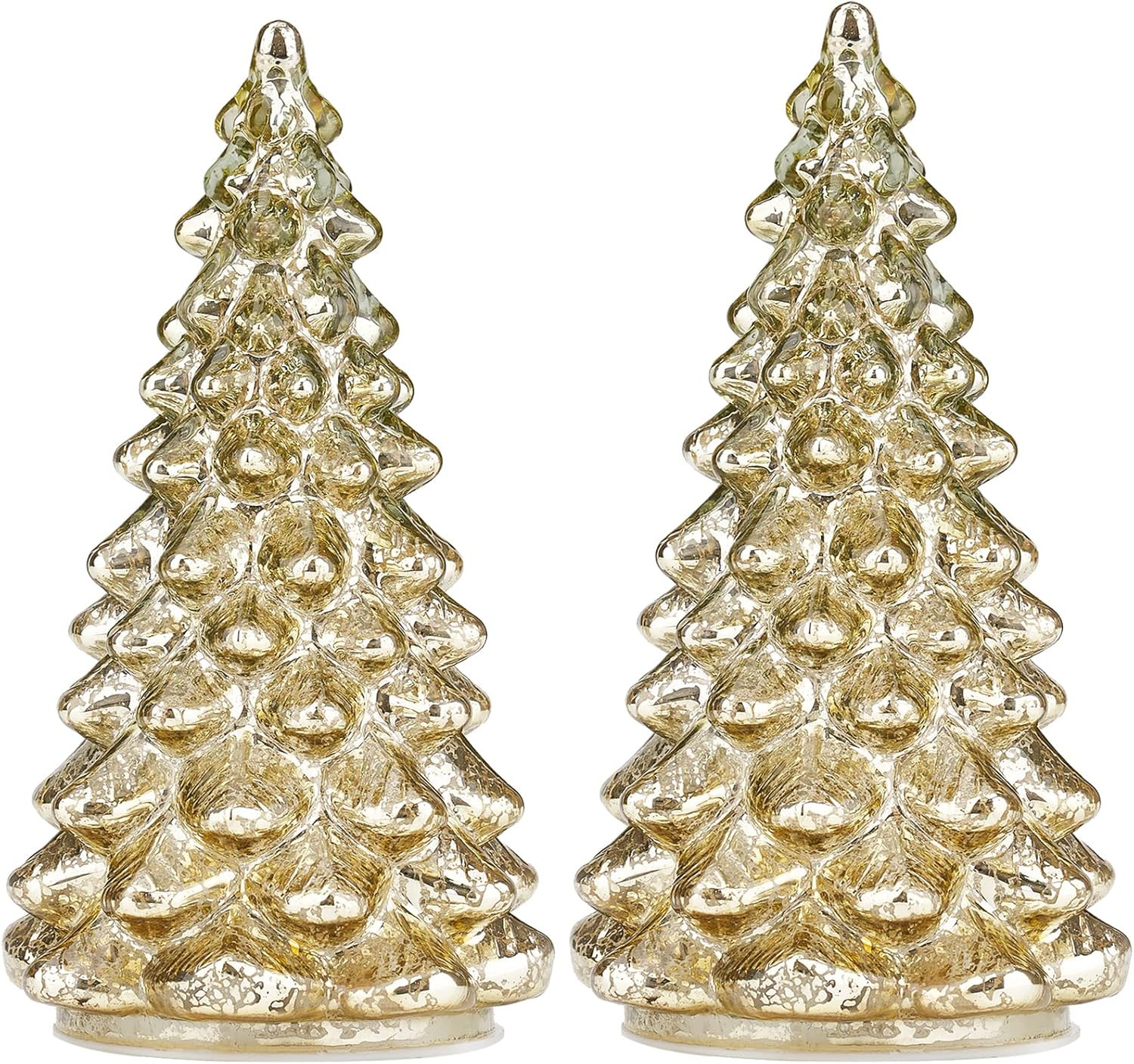 Osfvn Mercury Glass Christmas Tree Gold Xmas Trees Decorations Table Top Centerpiece Mantel Windo... | Amazon (US)