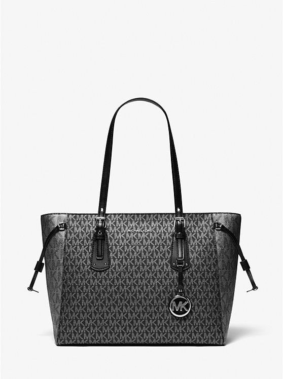 Voyager Medium Two-Tone Metallic Logo Tote Bag | Michael Kors US