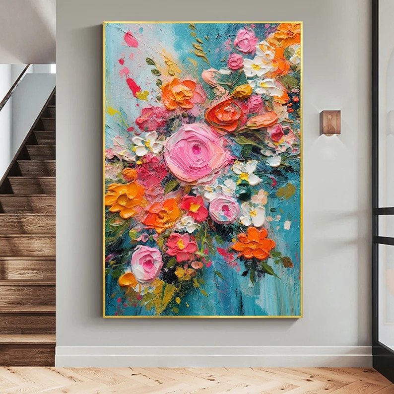 Abstract Color Flower Oil Painting on Canvas, Original Plants Painting, Custom Blossom Painting, ... | Etsy (US)