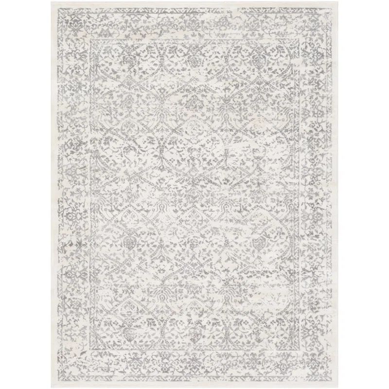 Copenhaver Distressed Floral Silver/Ivory Area Rug | Wayfair North America