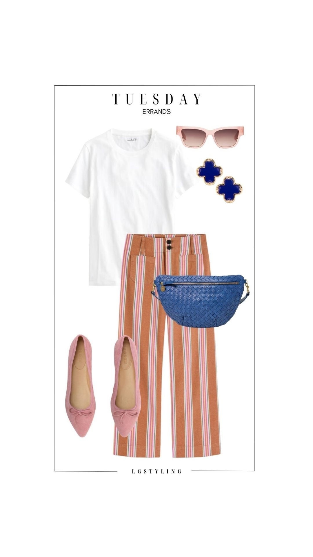 TUESDAY – Errands

An effortless errands look built on elevated basics. A crisp white tee pairs with striped statement trousers for a playful pop, while pink ballet flats and a woven blue crossbody add color and texture. Easy, comfortable, and styled with intention.
#LTKCasual #LTKSpring #EverydayStyle #ErrandsOutfit #ChicCasual #StyleMadeSimple #SpringOutfits #AffordableStyle #LTKFinds


 

#LTKootd #LTKgrwm