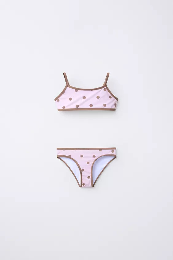 6-14 YEARS / POLKA DOT BIKINI WITH CONTRAST TRIM | Zara UK