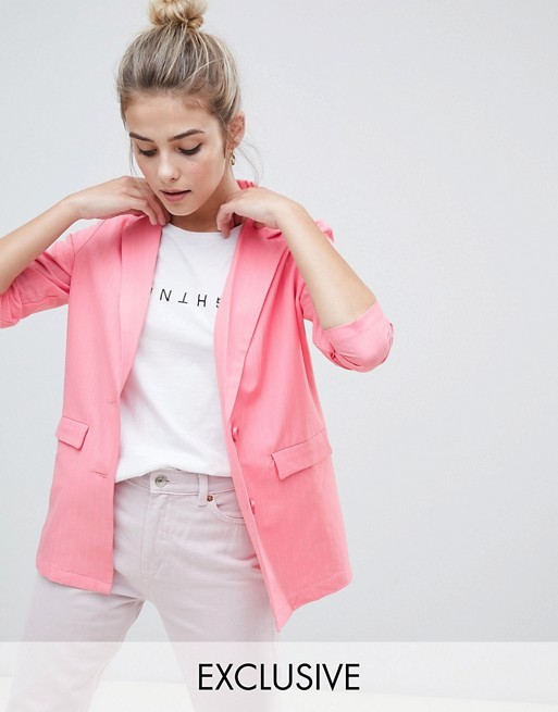 Daisy Street Longline Blazer In Pinstripe | ASOS US