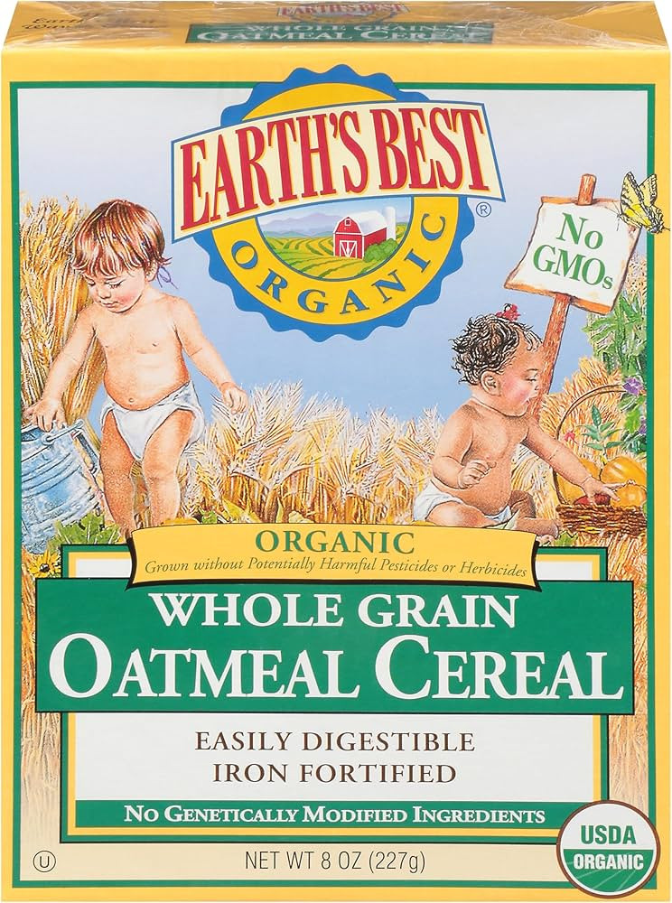 Earth's Best Organic Baby Food, Organic Whole Grain Oatmeal Baby Cereal, Non-GMO, Easily Digestib... | Amazon (US)