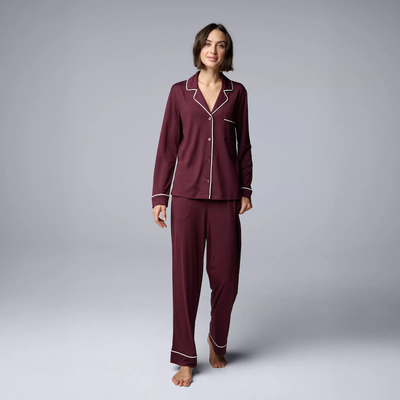 Women's Simply Vera Vera Wang 2-Piece Pajama Top & Pajama Bottoms Set | Kohl's