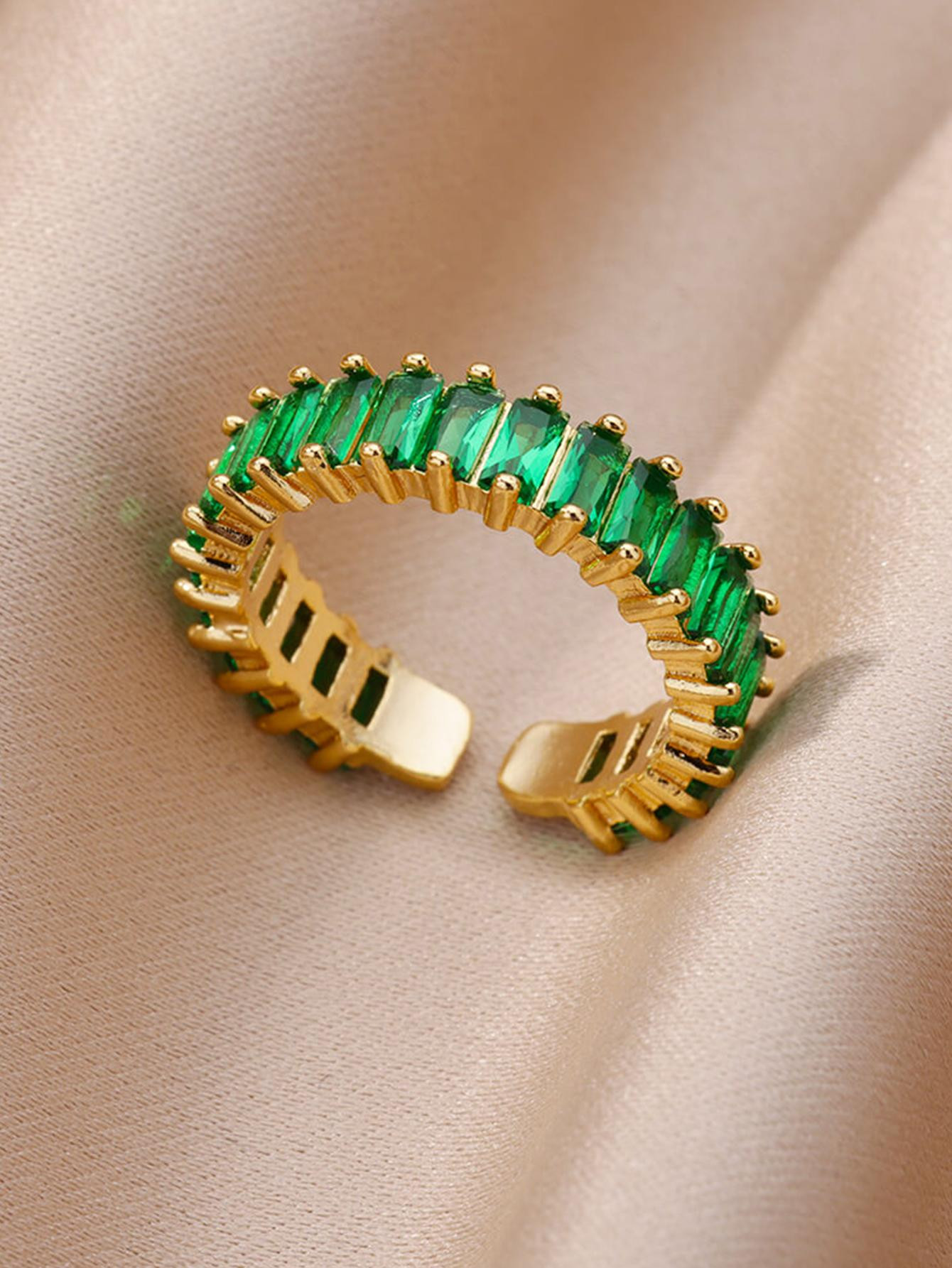 Cubic Zirconia Decor Cuff Ring | SHEIN