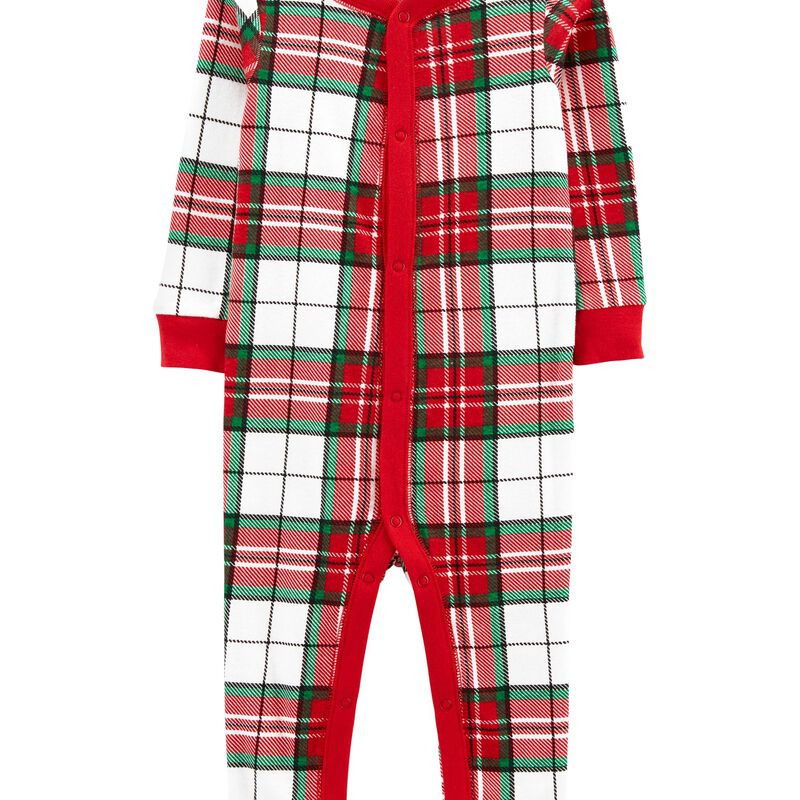 1-Piece Plaid Snap-Up Cotton Footless PJs | Carter's