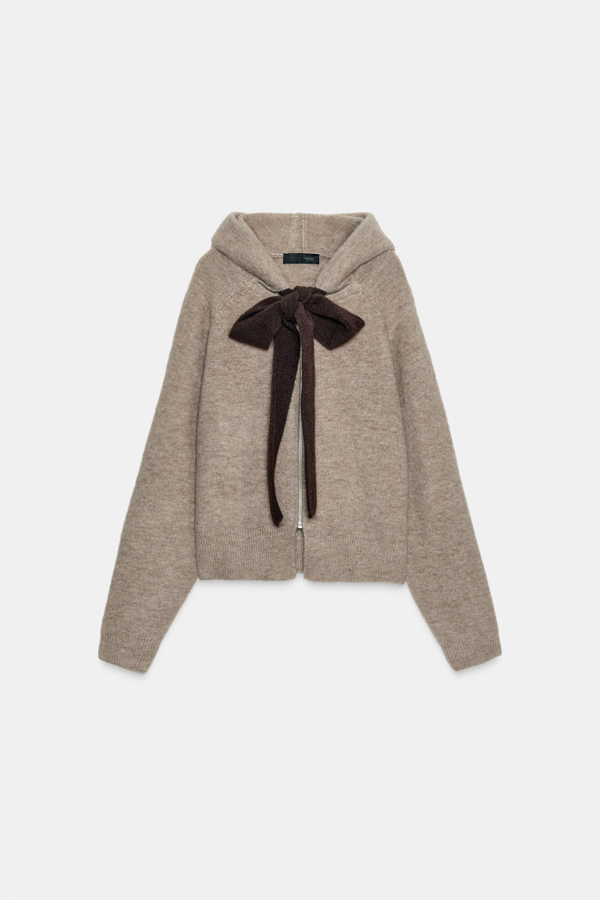 HOODIE CARDIGAN WITH BOW | Zara UK