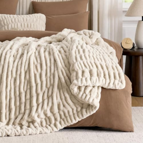 Cozy Bliss Double-Sided Soft Faux Fur Throw Blanket,60"x80", Beige | Amazon (US)