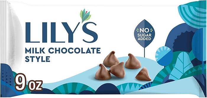 LILY'S Milk Chocolate Style No Sugar Added, Baking Chips Bag, 9 oz | Amazon (US)