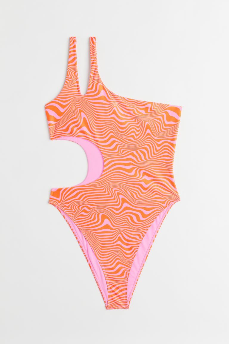 Fully lined, one-shoulder swimsuit with an asymmetric silhouette. One double shoulder strap, cut-... | H&M (US)