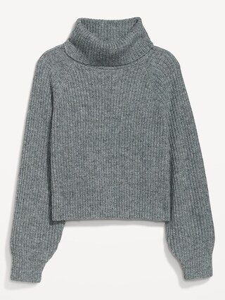 Cropped Shaker-Stitch Turtleneck Sweater for Women | Old Navy (US)