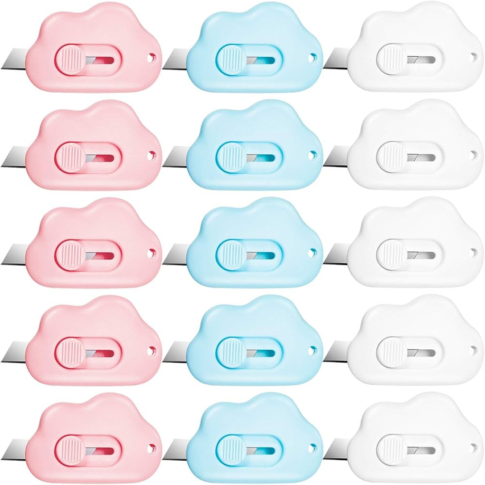 15 Pieces Mini Utility Knives Candy Color Box Cutter Retractable Letter Opener Cloud Envelope Sli... | Amazon (US)
