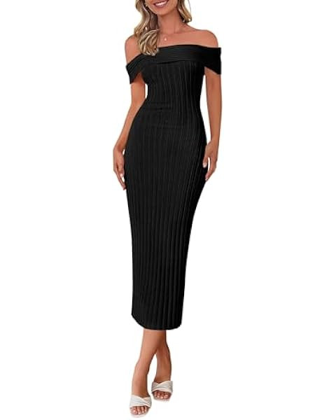 PRETTYGARDEN Women's Summer Off The Shoulder Ruched Bodycon Dresses Sleeveless Fitted Party Club ... | Amazon (US)