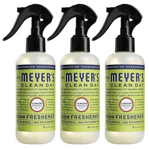 MRS. MEYER'S CLEAN DAY Room and Air Freshener Spray, Non-Aerosol Spray Bottle Infused with Essential Oils, Lemon Verbena, 8 fl. oz - Pack of 3 | Amazon (US)