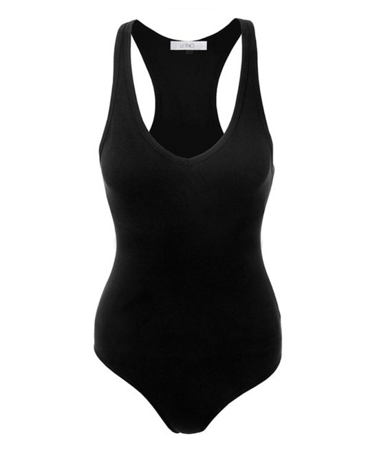 Jane Women's Bodysuits Black - Black Racerback Bodysuit - Women | Zulily