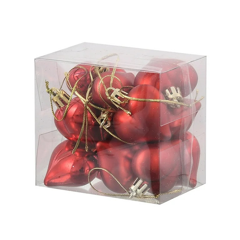 Holloyiver Valentine's Day Heart Ornaments-12Pcs Plastic Heart Shaped Baubles Hanging Ornaments f... | Walmart (US)