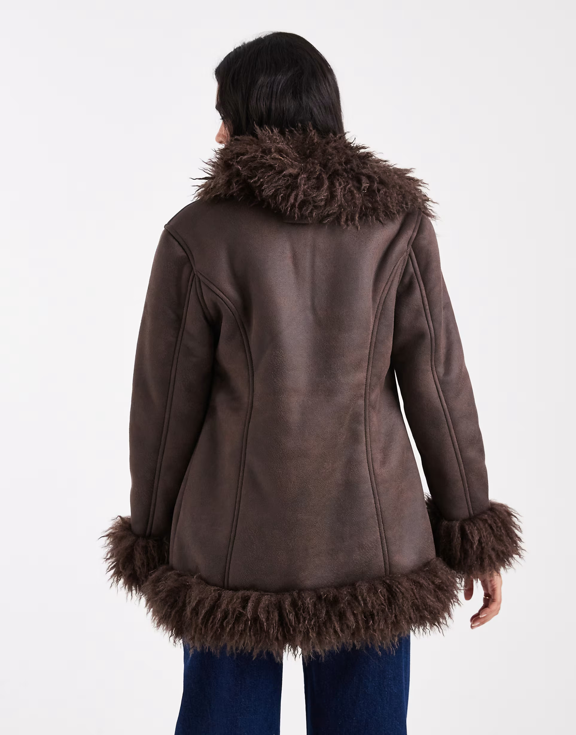 Cotton On 70's faux fur penny lane coat in brown | ASOS (Global)