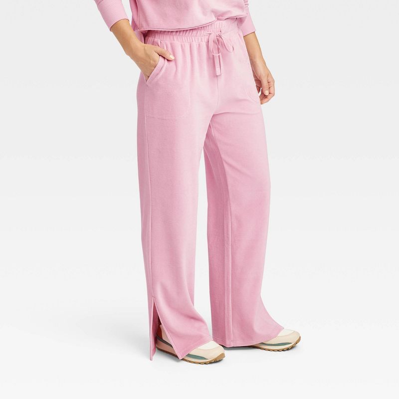 Women's Mid-Rise Velour Wide Leg Pants - JoyLab™ | Target