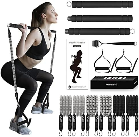 Pilates Bar Kit with Resistance Bands, WeluvFit Fabric Covered Anti-Break Exercise Bands Set for ... | Amazon (US)