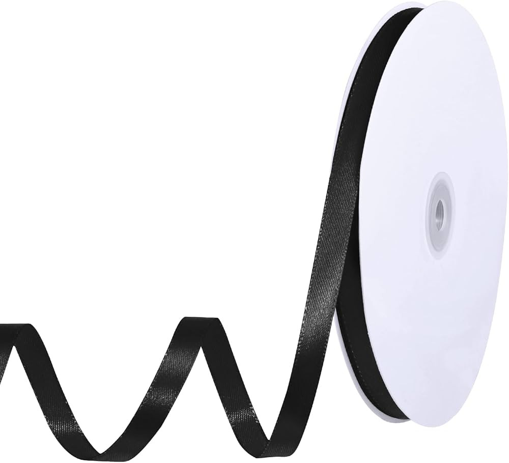 Black Ribbon 120 Yards 3/8 Inch Thin Black Satin Ribbon Craft Fabric Ribbon for Hair Bow Making G... | Amazon (US)