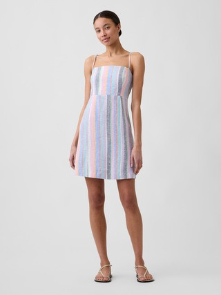 Linen-Blend Squareneck Mini Dress | Gap Factory