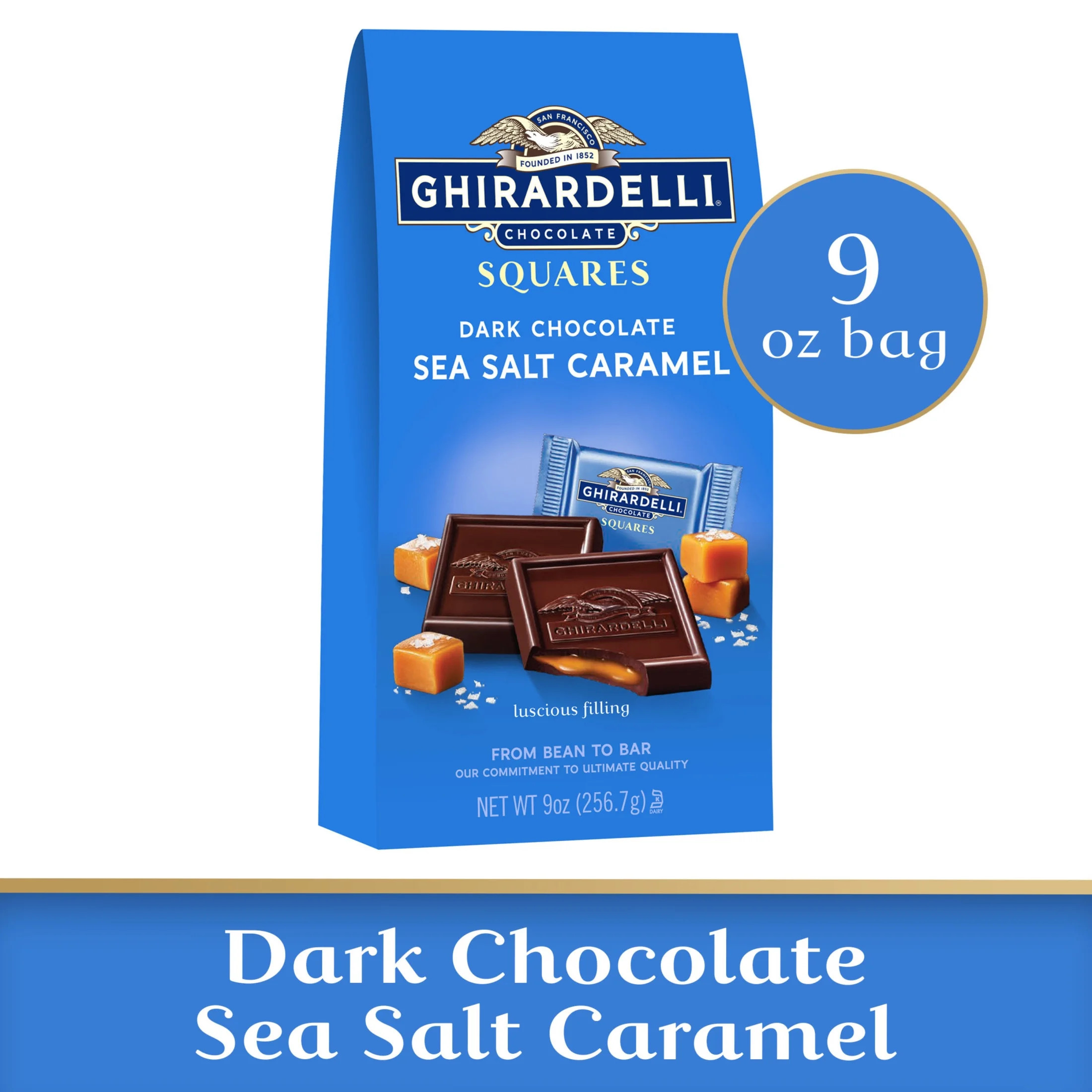 GHIRARDELLI Dark Chocolate Candy SQUARES with Sea Salt Caramel Filling, 9 oz Bag | Walmart (US)
