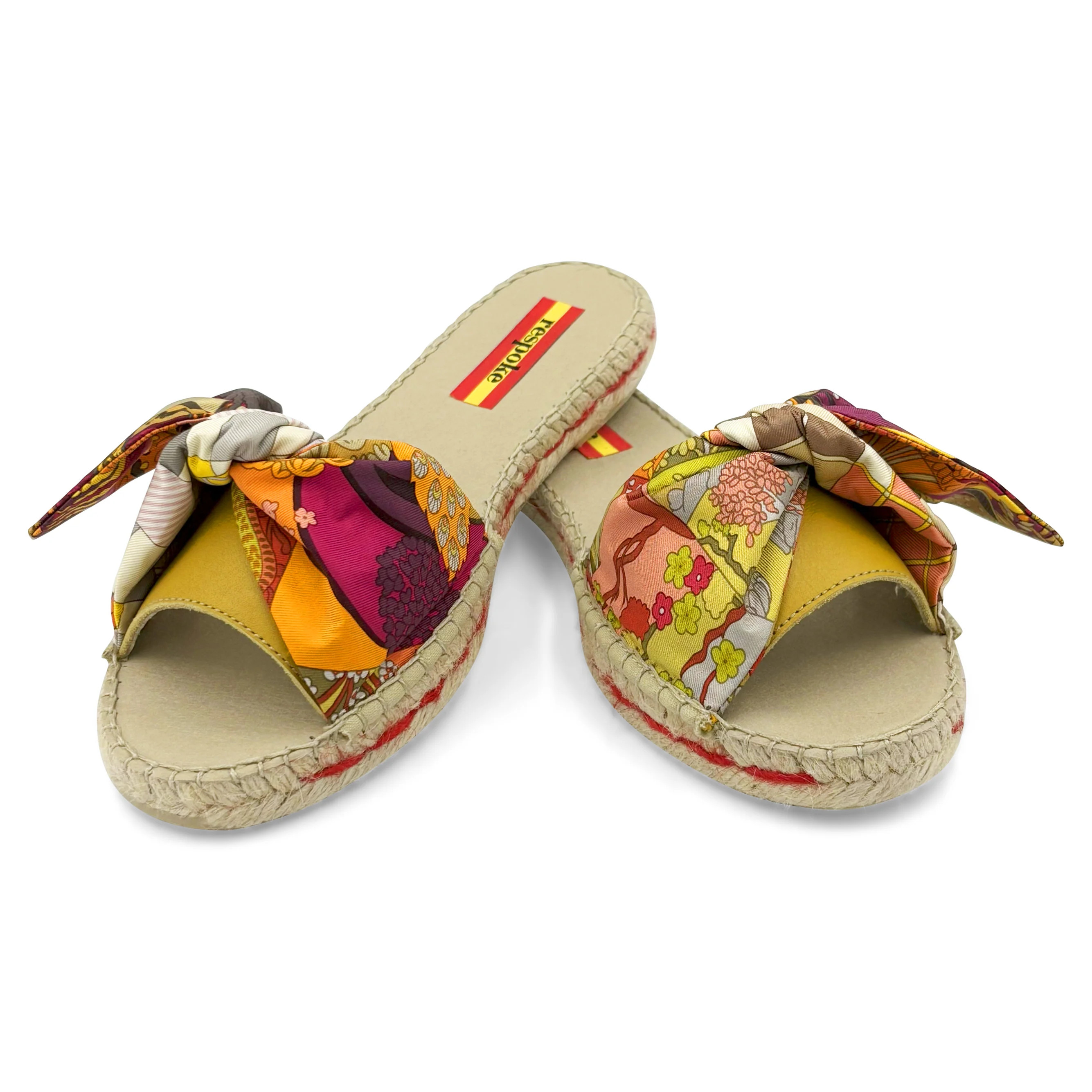 QUILT CRAVATES Orange Bow Slide Espadrilles | Respoke
