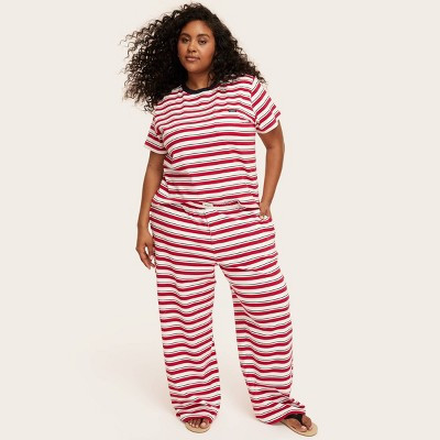 Women's High-Rise Boxer Knit Pants - Parke x Target Red/Navy Striped 3X | Target