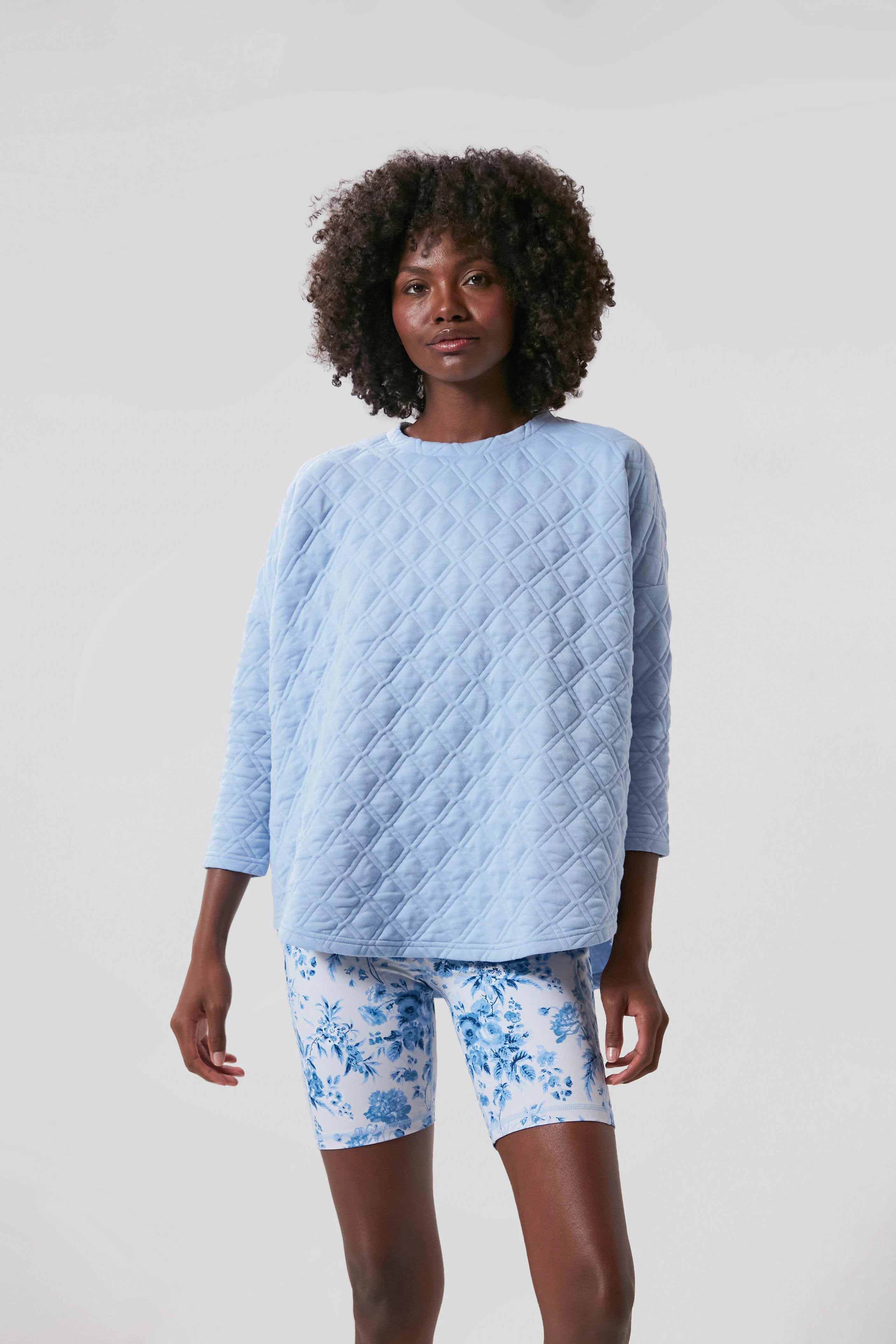 Hydrangea Blue Quilted Crewneck Pullover | Tuckernuck (US)
