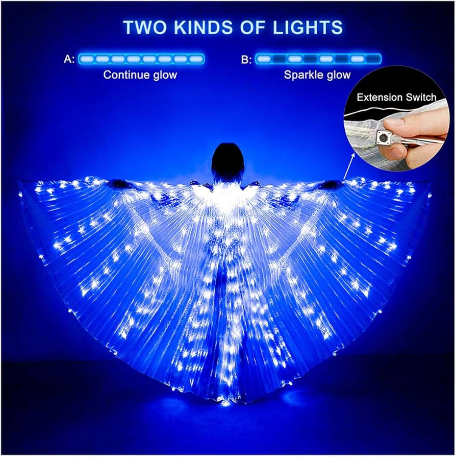 iMucci LED Lights Belly Dance Isis Wings - Bellydance Glow Angel dance Wings with Telescopic Stic... | Amazon (US)