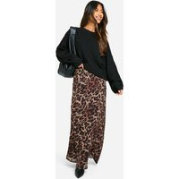 Womens Leopard Chiffon Maxi Skirt - Brown - 12 | boohoo (US & Canada)