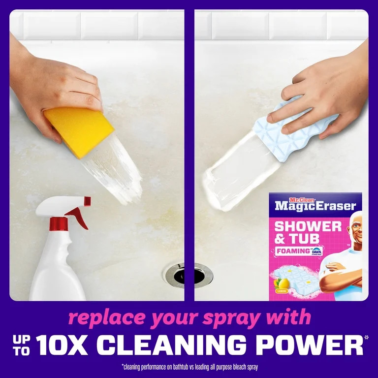 Mr. Clean Magic Eraser Sponge, Shower & Tub Cleaner, Lemon, 3 Count | Walmart (US)