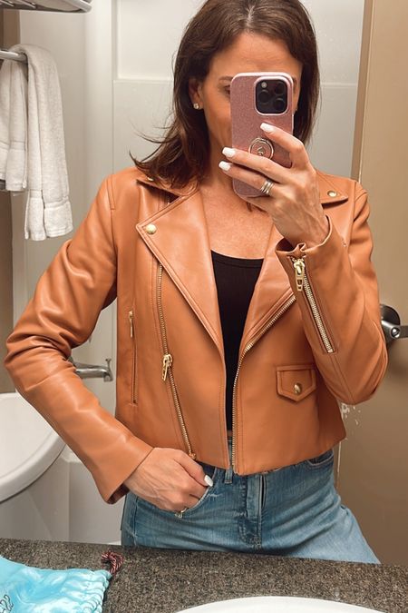 Spring jacket that also will be great for Fall! Faux motto leather.

#LTKfindsunder100 #LTKover40 #LTKstyletip