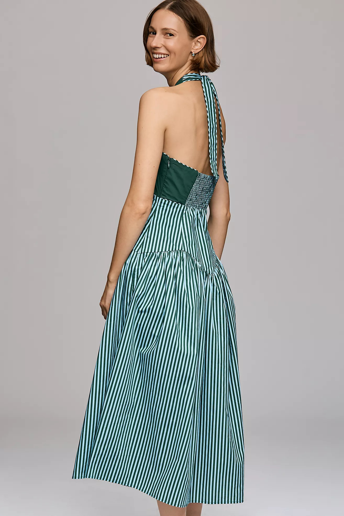 Farm Rio x Anthropologie Embroidered Halter-Neck Cutout Dress | Anthropologie (US)