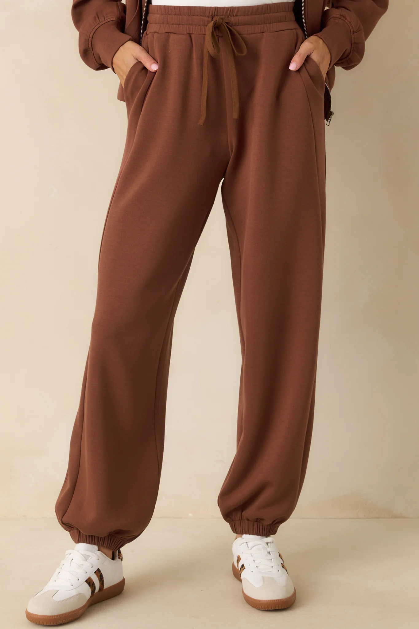 Running Errands Brown Joggers | Red Dress