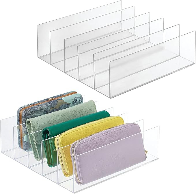 mDesign Plastic Divided Purse Organizer for Closets, Bedrooms, Dressers - Closet Shelf Storage So... | Amazon (US)