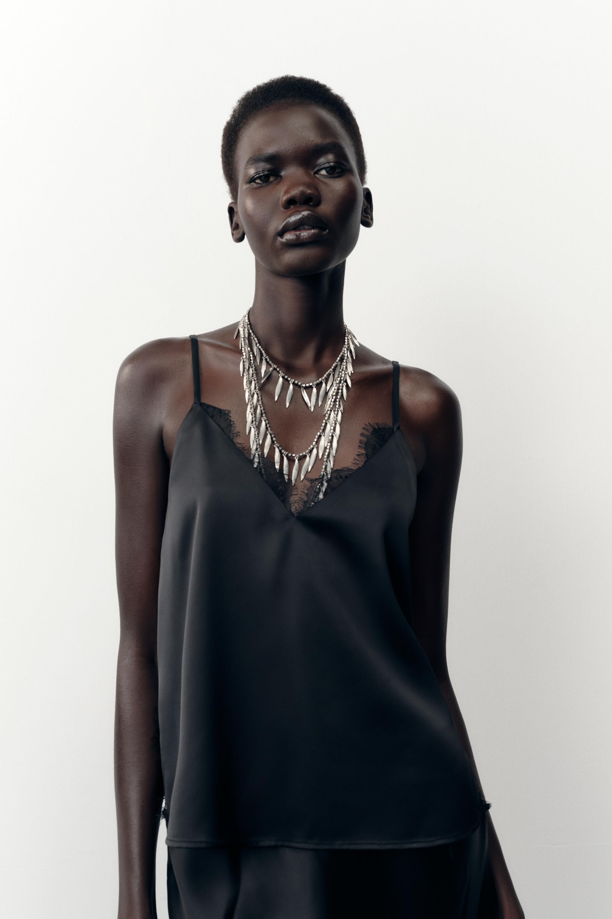 SATIN TOP WITH LACE | Zara UK