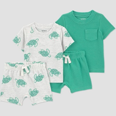 Carter's Just One You® Baby Boys' 4pc Turtle T-Shirt and Shorts Set - Green 18M | Target