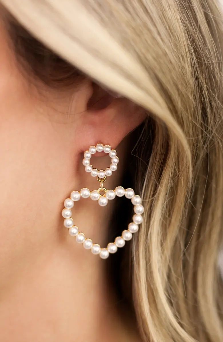 Imitation Pearl Heart Earrings | Nordstrom