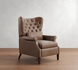 Champlain Tufted Roll Arm Leather Recliner | Pottery Barn (US)