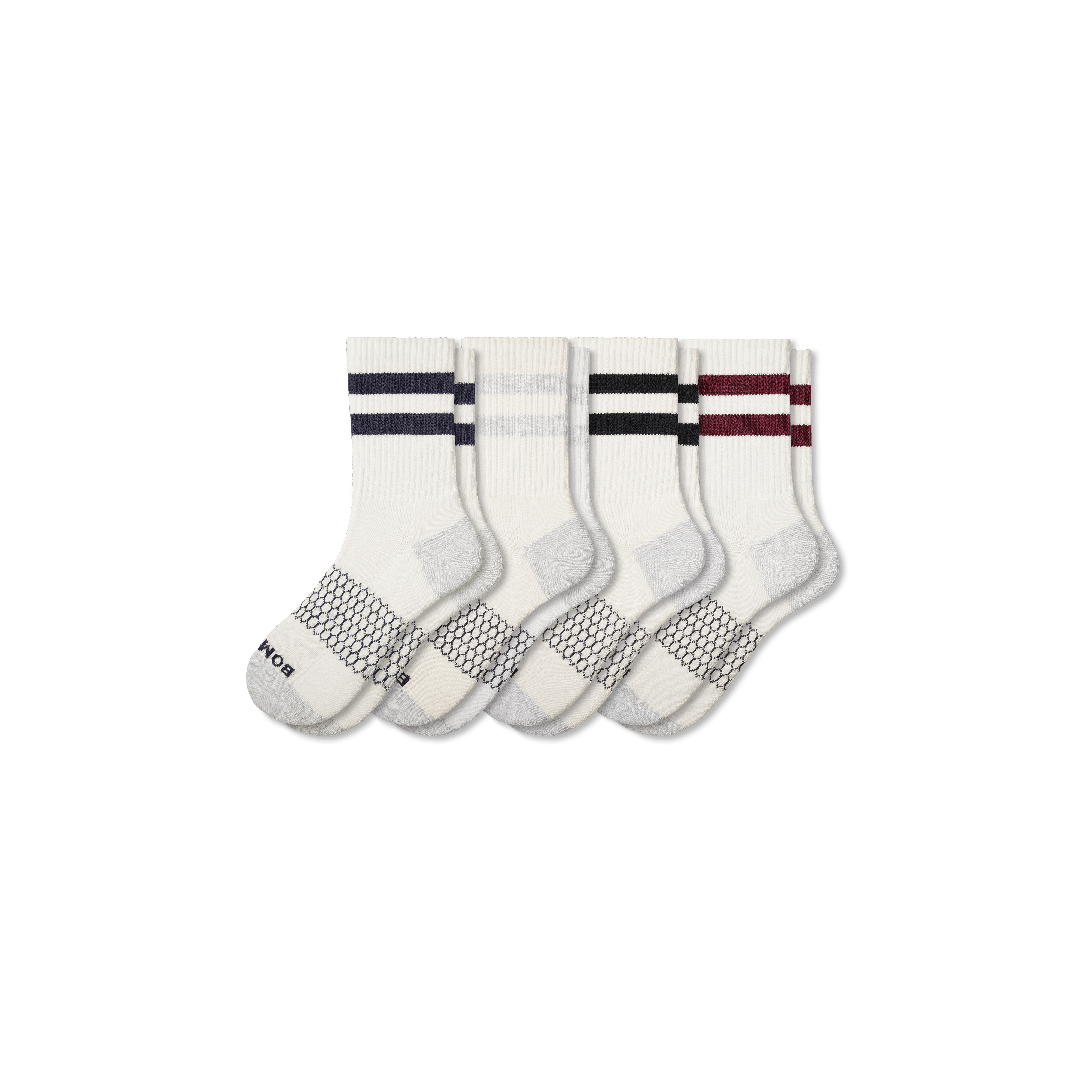 Women's Vintage Stripes Half Calf Sock 4-Pack - Mixed White - Medium - Cotton Blend - Bombas | Bombas