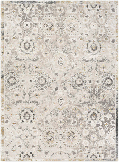 Moelfre Neutral Damask Area Rug | Boutique Rugs