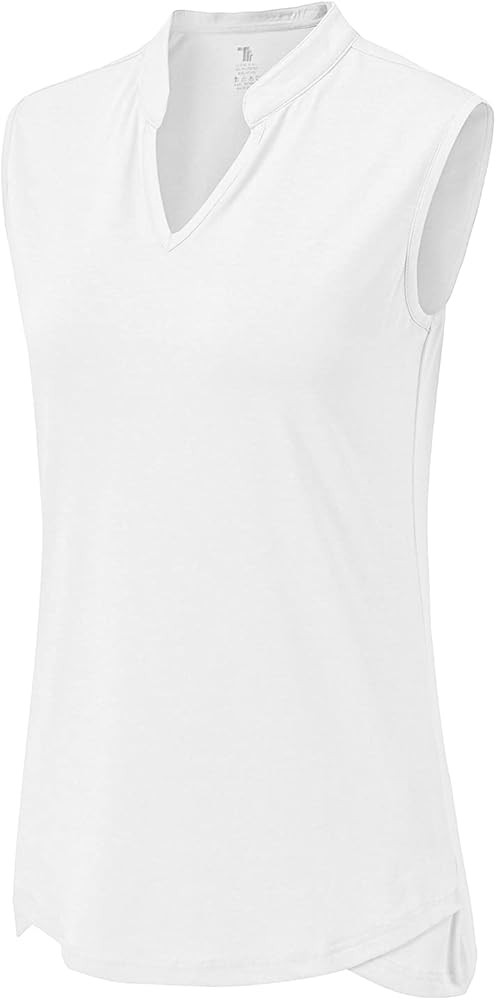 BGOWATU Women's Golf Polo T-Shirts Sleeveless V Neck Collarless Tennis Shirts UV Protection Quick... | Amazon (US)