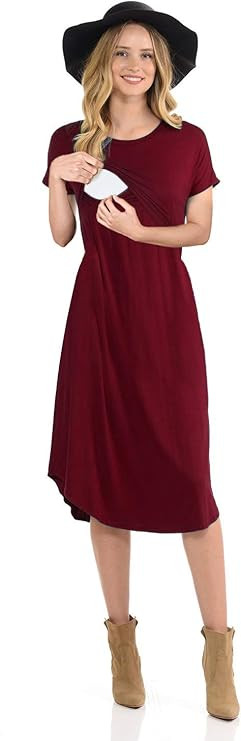 CzzzyL Womens Short Sleeve Maternity Nursing Dress for Breastfeeding | Amazon (US)