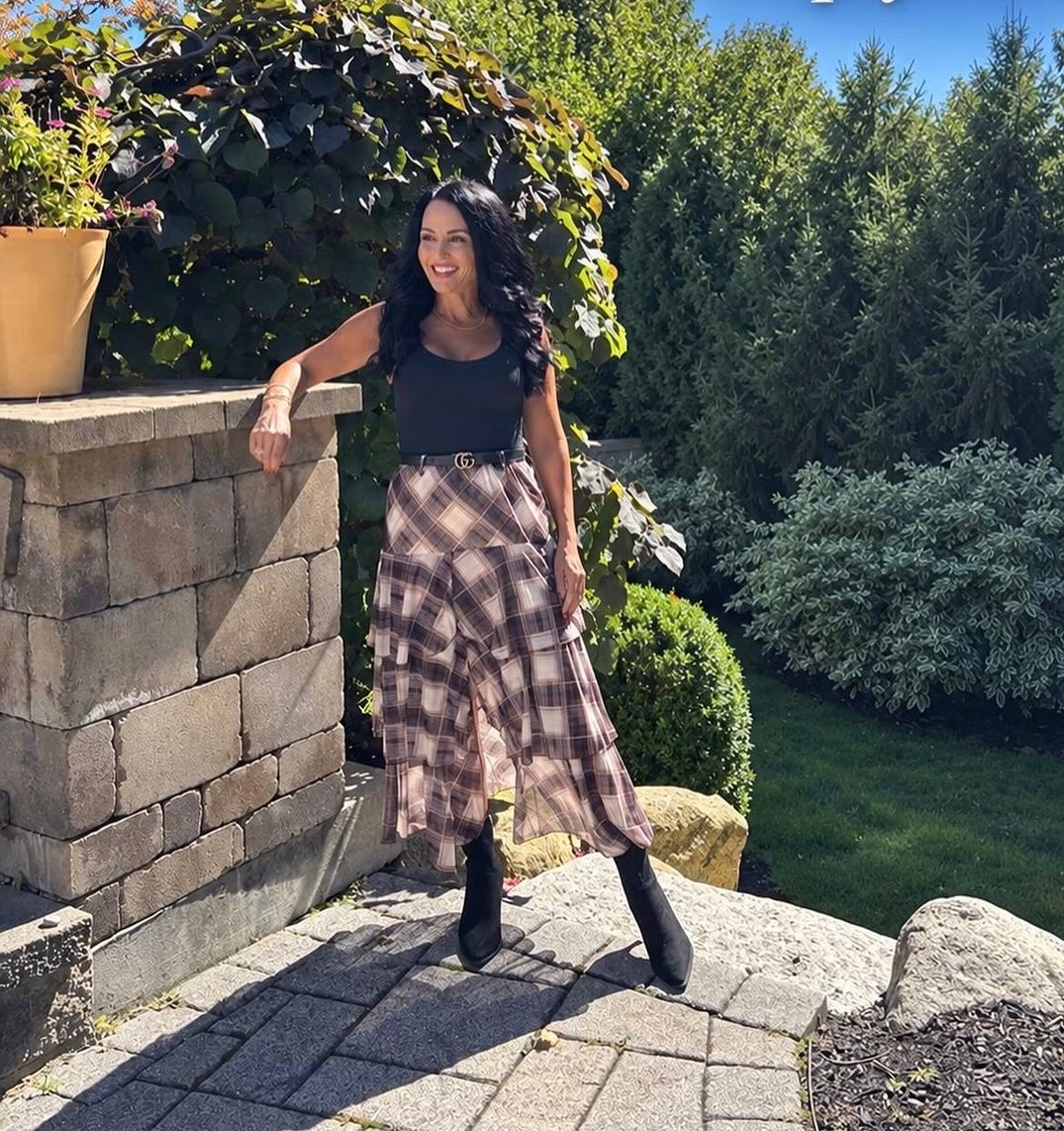 Amazon plaid shirt with a tank top and boots
